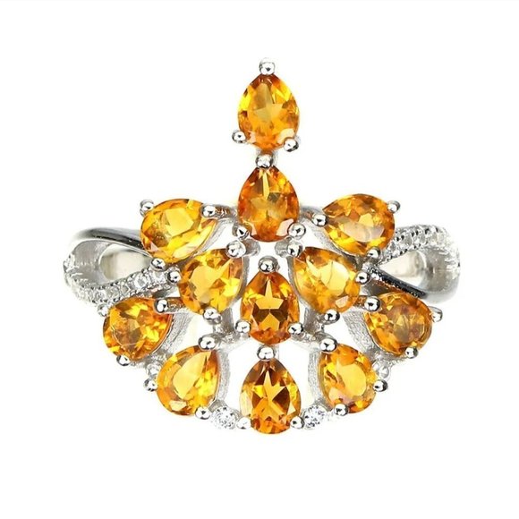 Citrine Ring, Bling Statement Ring, Gemstone Ring, Birthstone Ring, Mothers Ring - Picture 2 of 6